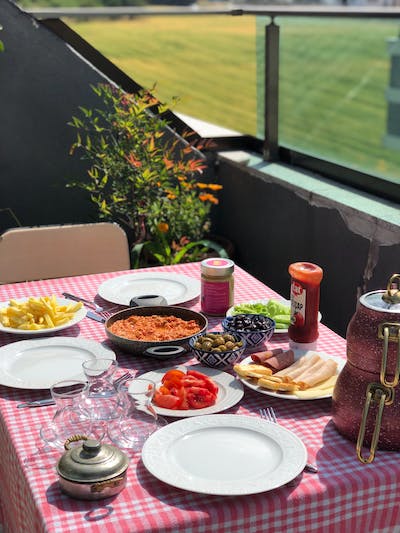 checkered table